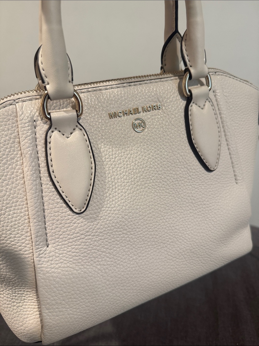 Michael Kors Pebbled Leather Crossbody Satchel in White